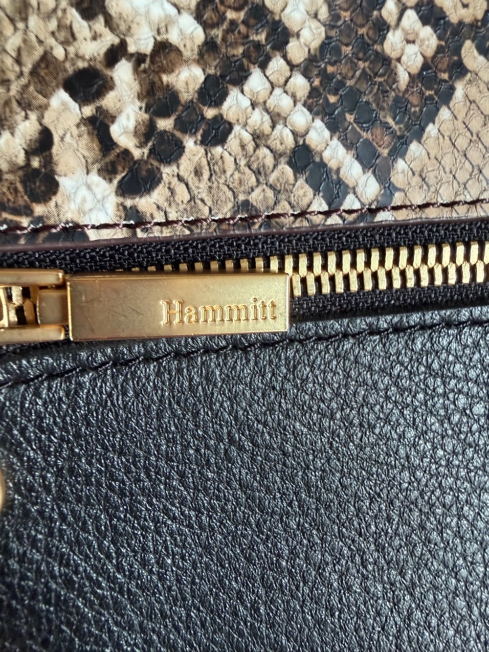 Hammitt Dillon Medium Domino Snake/Black Leather Crossbody - Picture 8 of 9